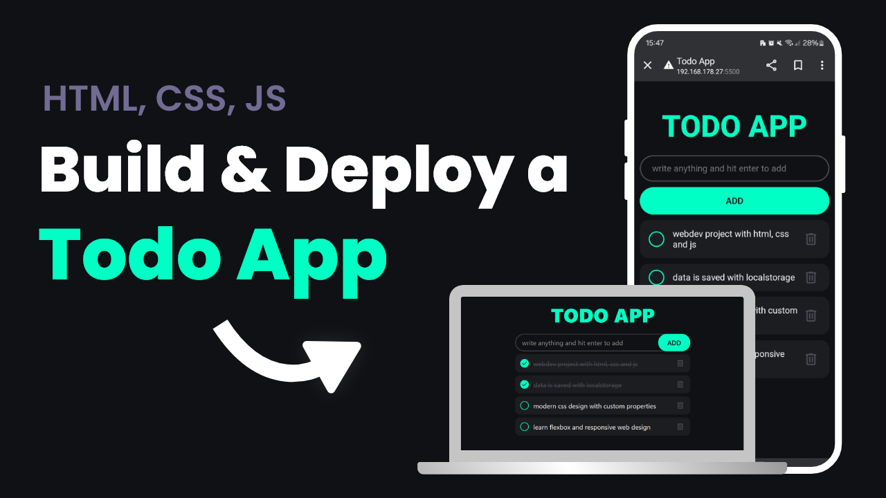 Build and Deploy a Todo Application with HTML, CSS and JavaScript